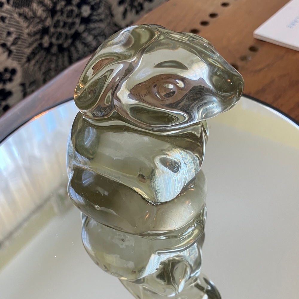 Vintage CLEAR GRAY SMOKEY COLOR Glass Rabbit Figurine (BOWL NOT INCLUDED) - Picture 4 of 13